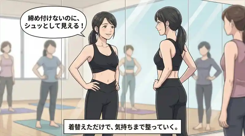 自信を持ってヨガのポーズをとる、内側から輝き始めた女性の姿