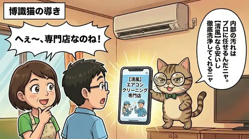 高圧洗浄でエアコン内部のカビやホコリを徹底的に洗い流す様子