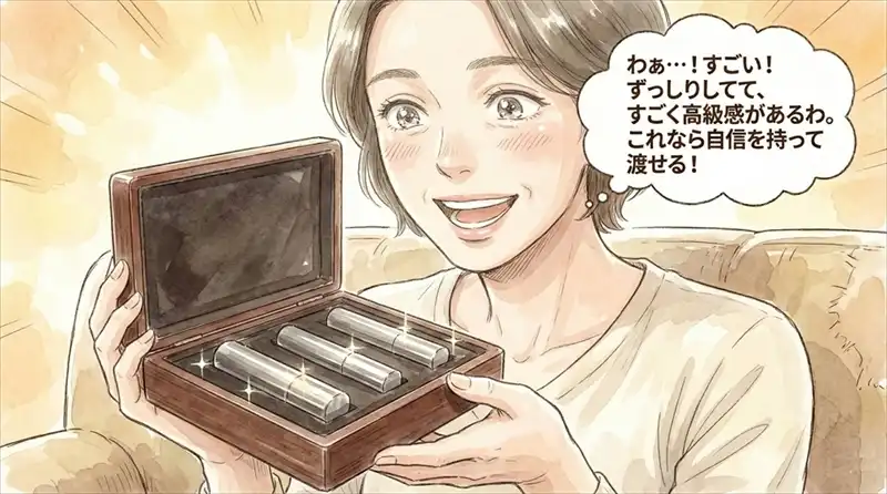 印影プレビュー機能と、信頼の10年品質保証について説明する漫画4枚目。