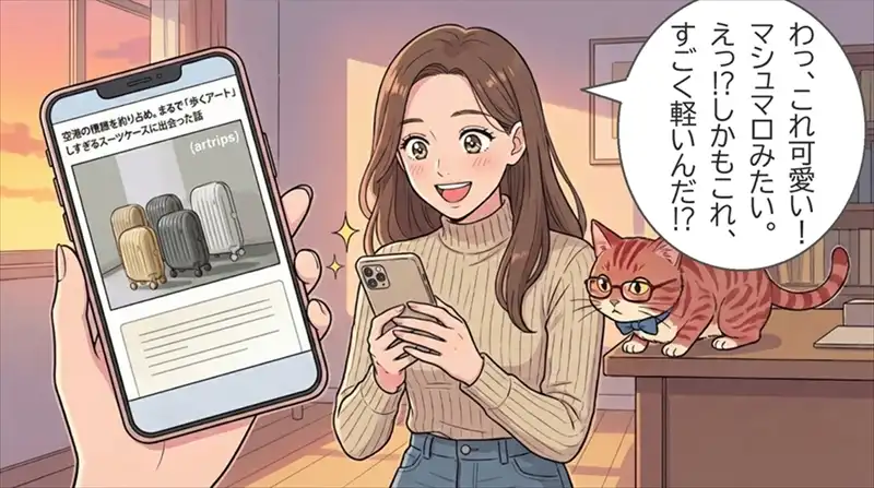 ドイツ製ポリカーボネート素材を採用し、超軽量と高耐久を両立していることを解説。