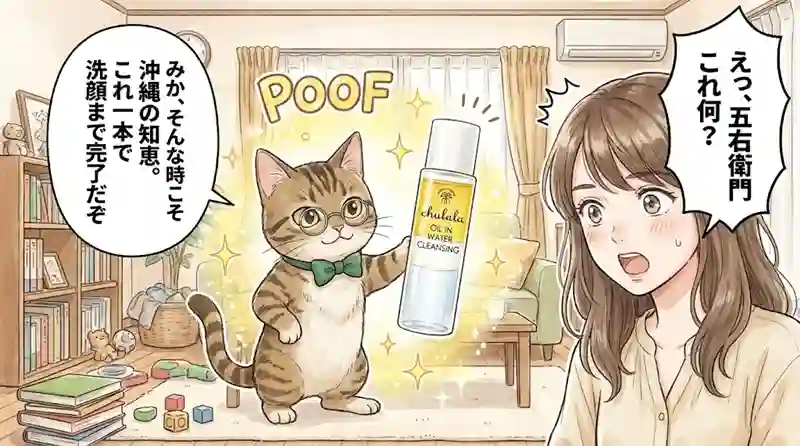 拭き取り後、ダブル洗顔不要で肌がしっとりと潤う実感を喜ぶ女性